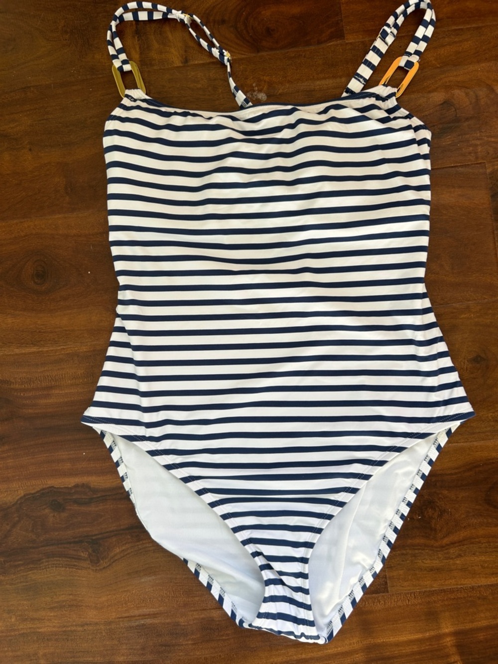 Bleu Rod Beattie Navy & White Striped One-Piece Swimsuit EUC!